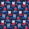 Fabric P & B Textiles Dark Blue Patriotic Cowboy Boots Patriotic Minis by the Quarter Yard PMIN6047-DB